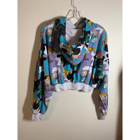 Retro Rugrats Nickelodeon Crop Hoodie Sweatshirt Women's Size Large AD7 - Picture 2 of 7